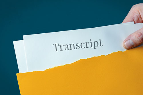 Envelope with transcript