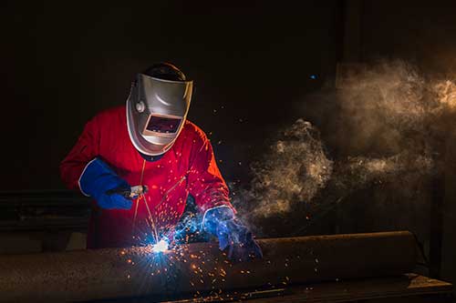 Masked welder