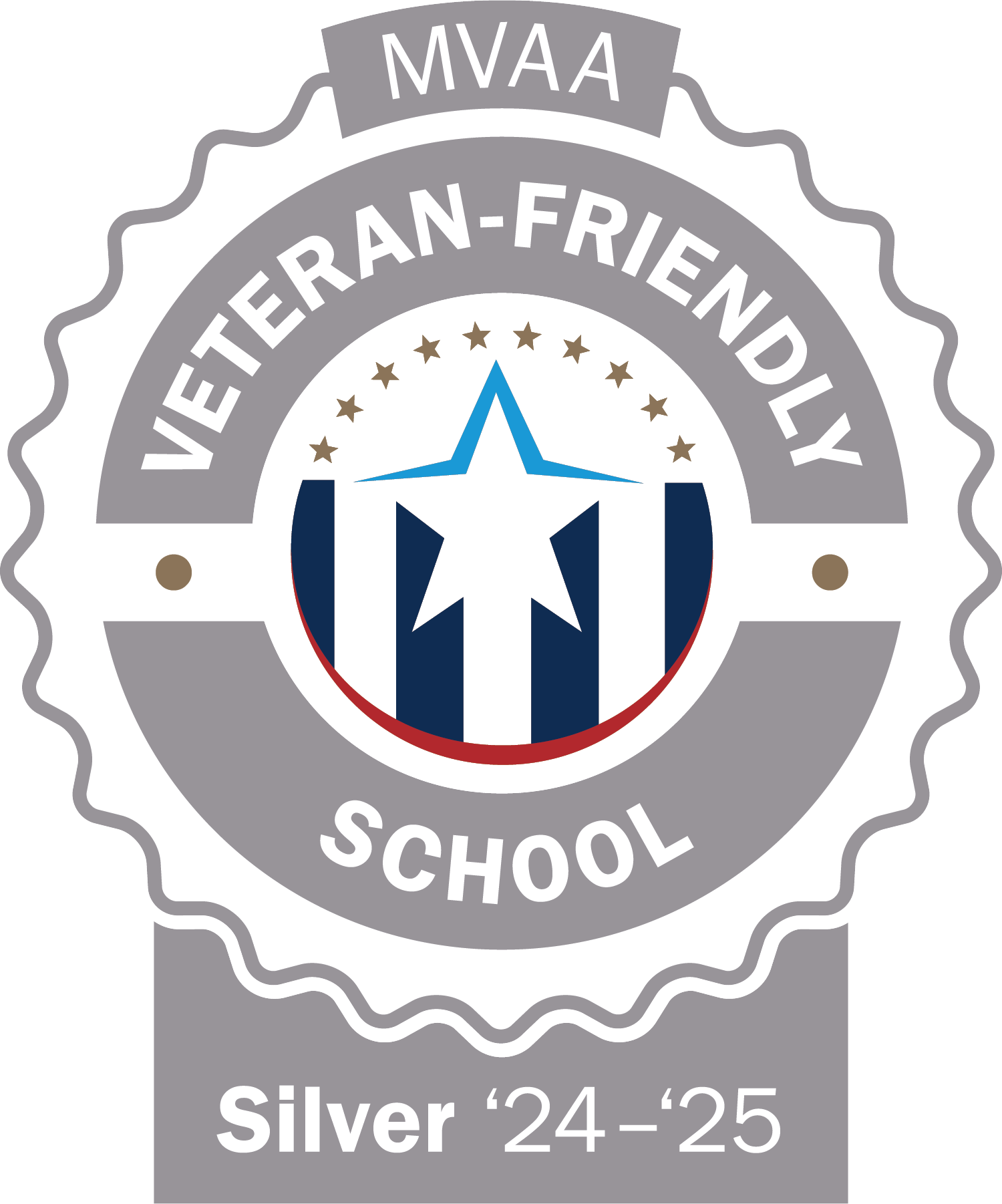 2024-2025 Silver Certified MVAA Veteran Friendly School logo