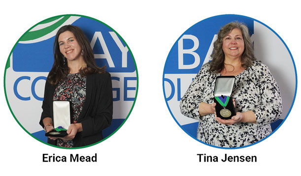 Erica Mead and Tina Jensen are the proud recipients of the 2025 Outstanding Staff award at Bay College.