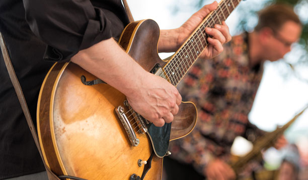 Band playing live music outside