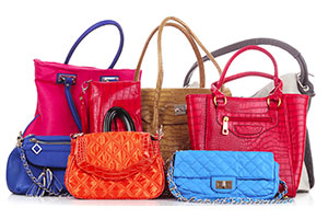 Group of multi-colored purses