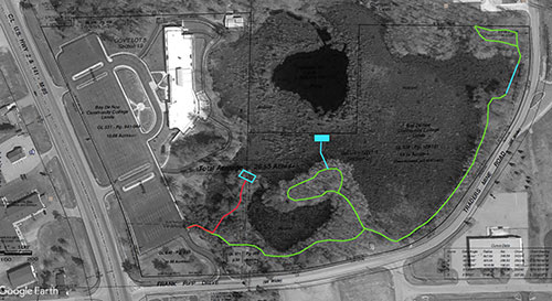 Bay College West walking trail aerial map