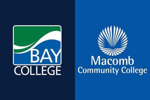 Bay College and Macomb Community College logos