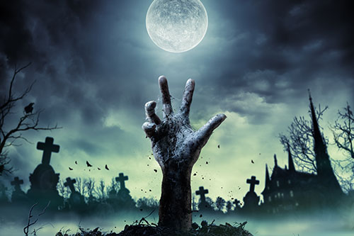 Zombie hand reaching for the moon