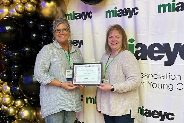 Teresa Hosier (right) pictured with Tammra Houseman (left), Bay College ECE Program Coordinator, at the MIAEYC Early Childhood Conference in Grand Rapids.