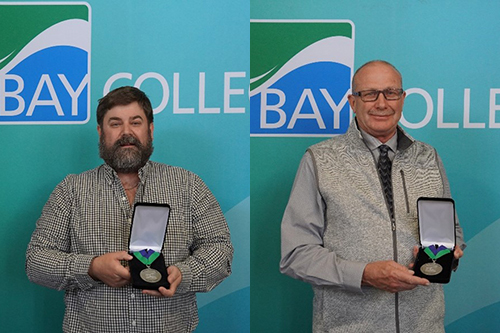 Jonathan Gregg and Larry Sundling are the proud recipients of the 2024 Outstanding Part-Time Faculty Award at Bay College.