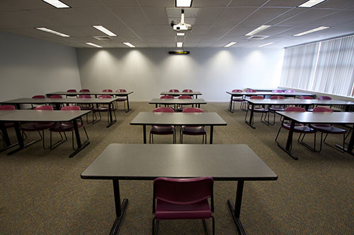Wide shot of a classroom in the Joseph Heirman University Center