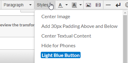 Styles Dropdown Toolbar